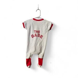Vintage 80s 6-12 months baseball onesie the babe footie snap closure